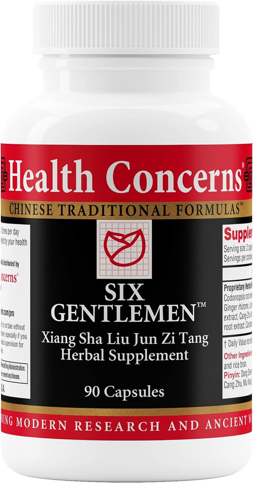 Health Concerns Six Gentlemen - Digestive Health & Qi Support Supplement - Licorice Root, Ginger & Codonopsis Formula - Bloating, Gas, Nausea - 90 Capsules - Chinese Herbal Medicine