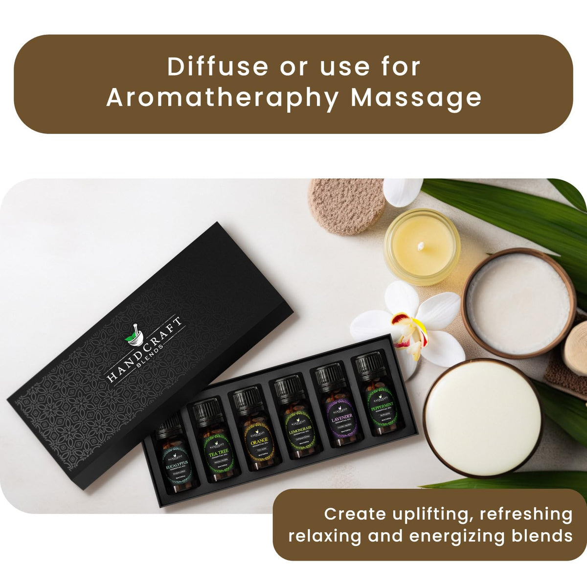 Handcraft Essential Oils Set - Top 6 Essential Oil Diffuser Oils for Home, Candle Making, Aromatherapy Oils