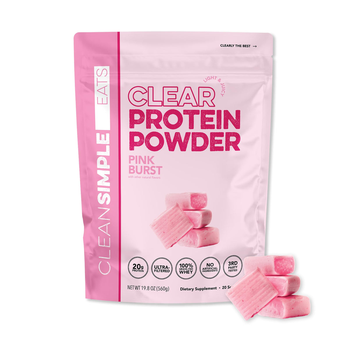 Clean Simple Eats Clear Protein Drinks, 20G Grass Fed Whey Protein Isolate, Ultra Filtered, Light & Refreshing Beverage, Low Lactose, No Artificial Ingredients