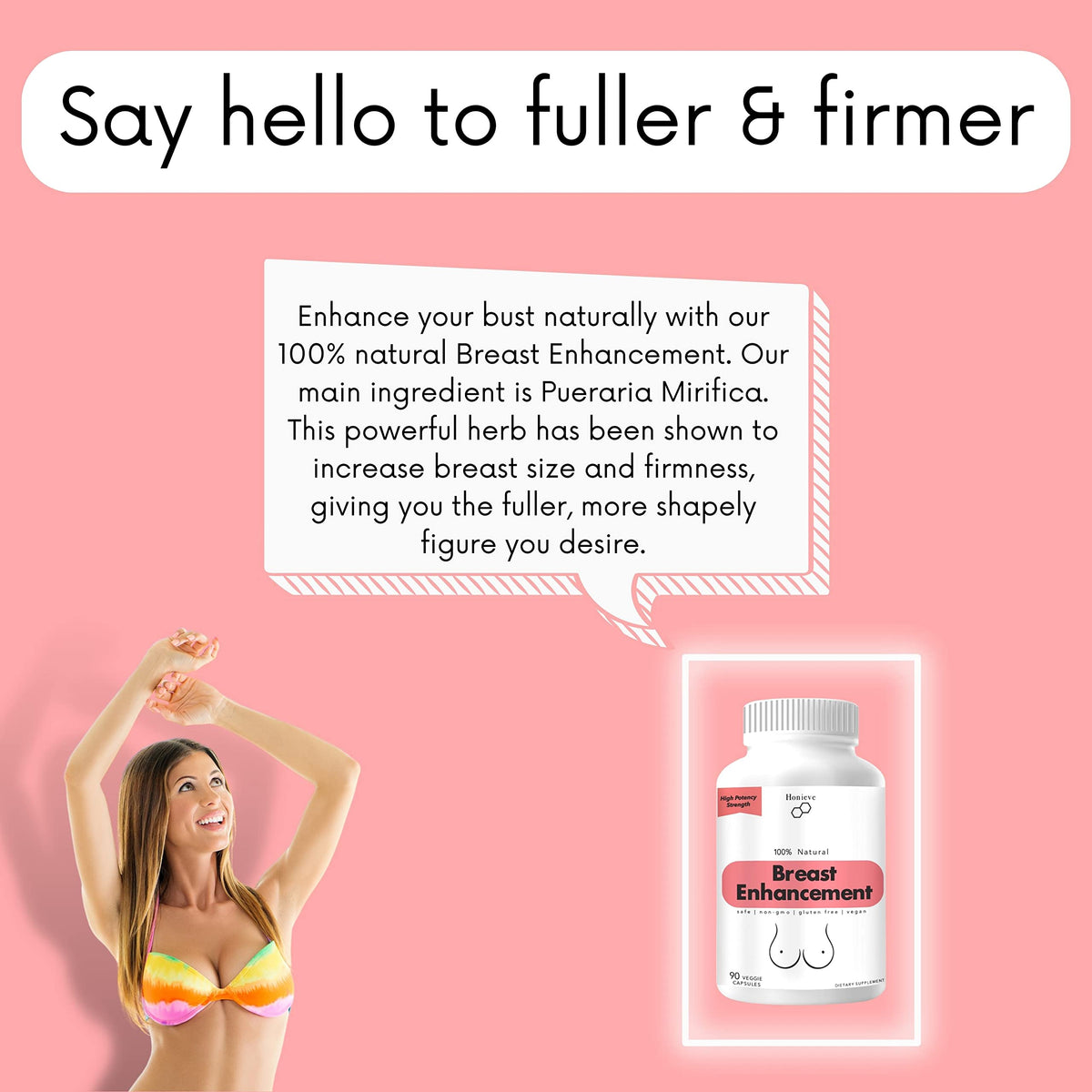 Honieve The Original Breast Enhancement Pills - Breast Enlargement for Women & Transmen