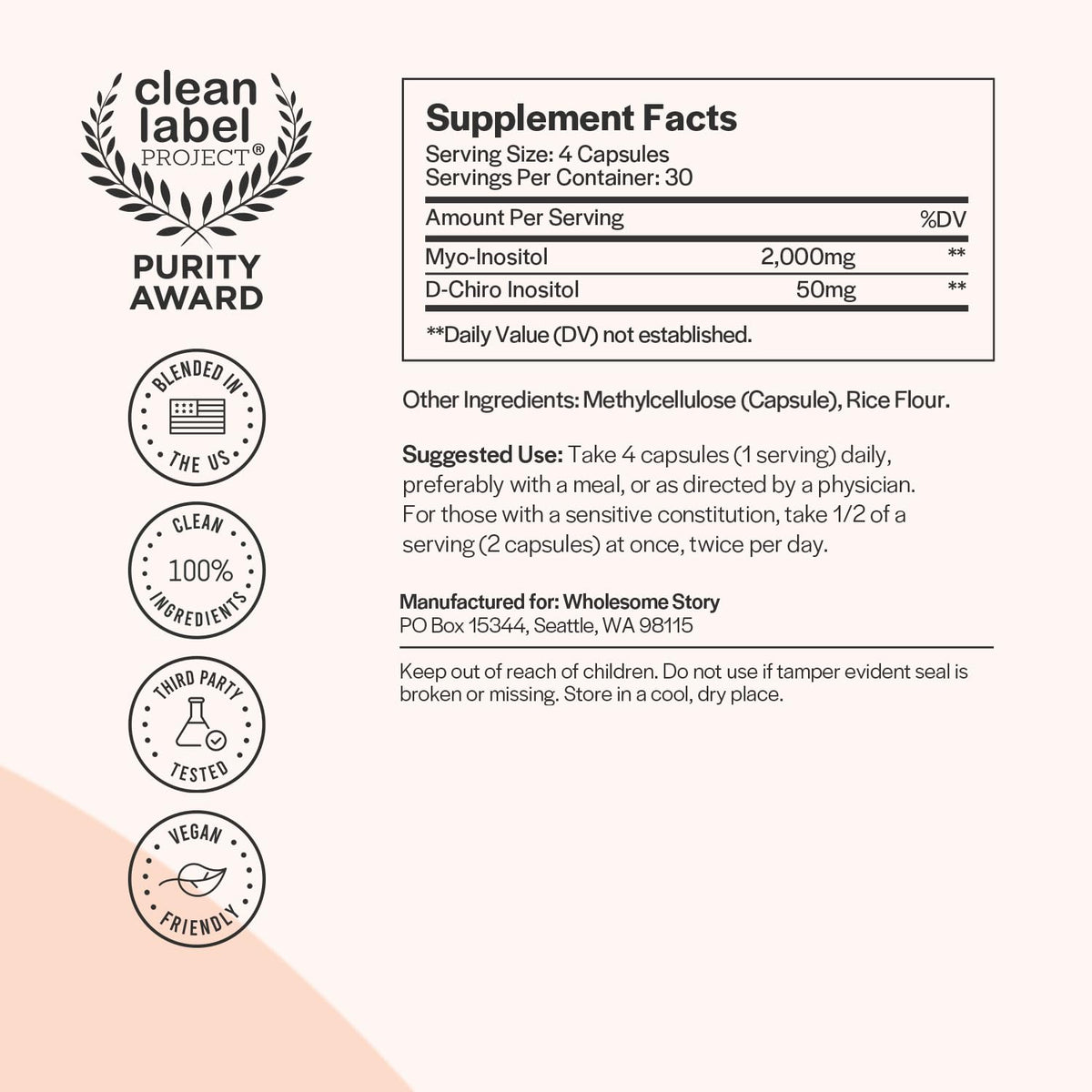 Myo-Inositol & D-Chiro Inositol Blend Capsule - 30-Day Supply - Most Beneficial 40:1 Ratio