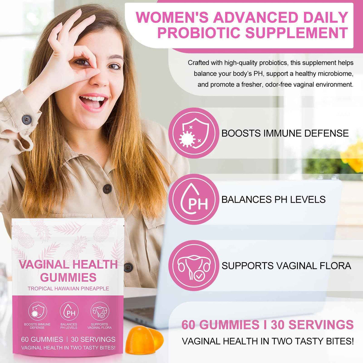 Vital Vaginal Probiotics Source Feminine Gummies,Premium Feminine Balance Gummies,Probiotic Gummies for Prenatal & Postnatal Women - Probiotics for Digestion, pH Balance, Gut Health, Immune Support