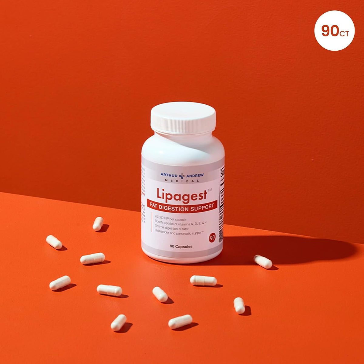 Arthur Andrew Medical, Lipagest, Lipase Enzyme, 20,000 FIP - Highly Potent Lipase Enzyme 20,000 FIP. Optimal Digestion of Fats - No Gallblader & Keto Support