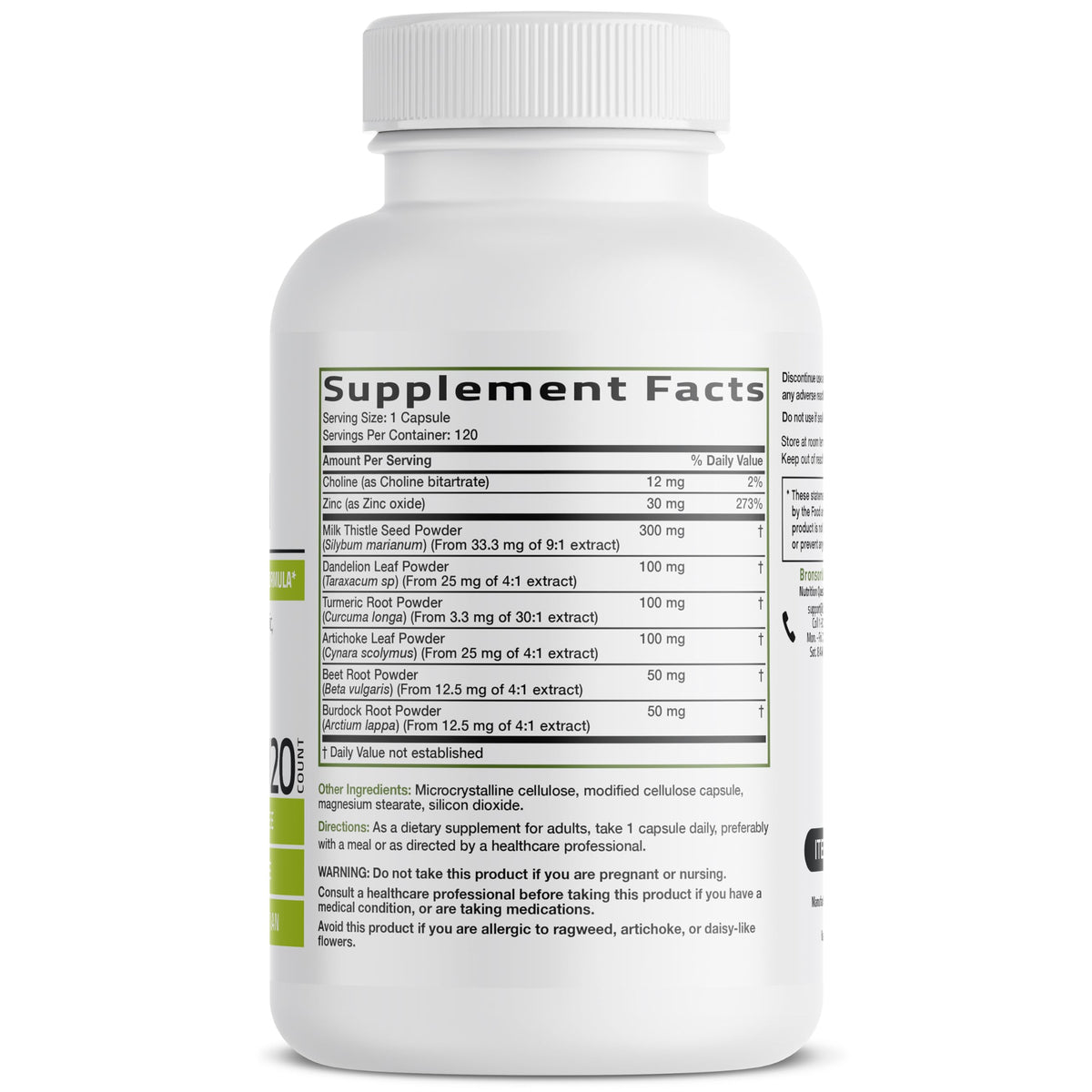 Bronson Liver Detox Advanced Detox & Cleansing Formula 60 Capsules - Liver Health Support with Milk Thistle, Dandelion Extract, Turmeric, Artichoke Leaf & Beet Root, Non-GMO, Soy-Free