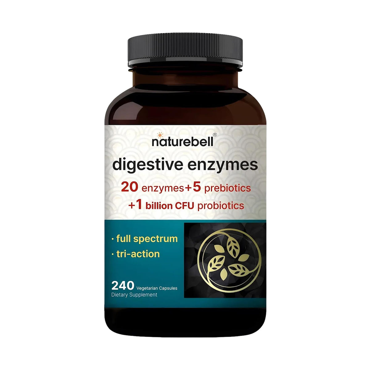 NatureBell Digestive Enzymes - 240 Capsules - Gut & Digestive Health Support Supplement* - with 20 Enzymes