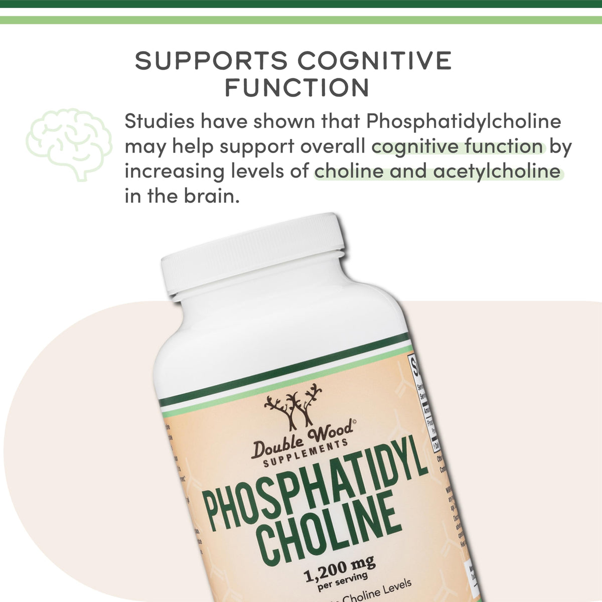 Phosphatidylcholine 1,200mg - 210 Softgels - Enhanced Version of Soy Lecithin (Choline Supplements) - Non-GMO and Gluten Free to Support Brain Health by Double Wood