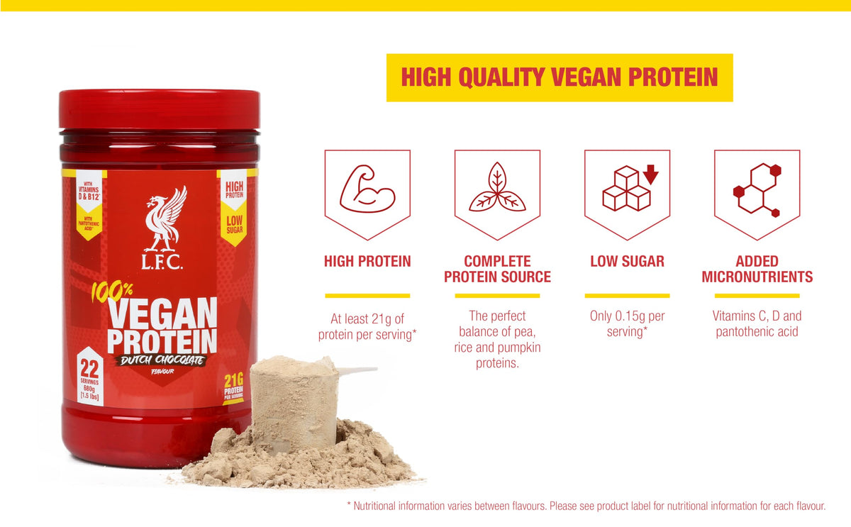 LFC Vegan Protein Powder Banana Caramel Flavour 680g 100% Vegan Protein Powder 21g High Protein
