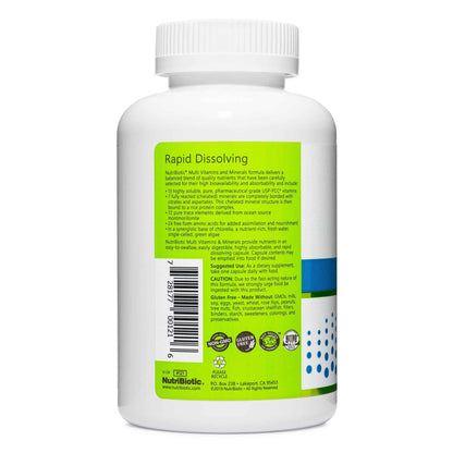 NutriBiotic - Multi Vitamins & Minerals, 180 Ct Capsules (Formerly Hypoallergenic Multiple) - 72 Pure Trace Elements in a Base of Chlorella - Pharmaceutical-Grade & Highly Absorbable - Gluten Free