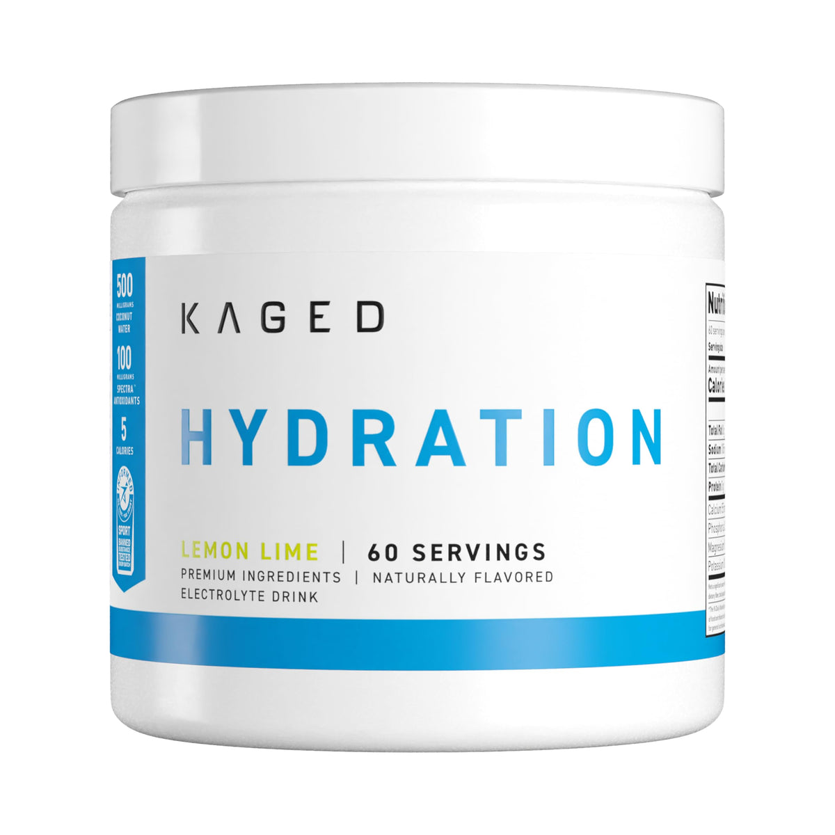 Kaged Sugar Free Hydration - 5 Key Electrolytes - Coconut Water - Tastes Amazing - 60 Servings