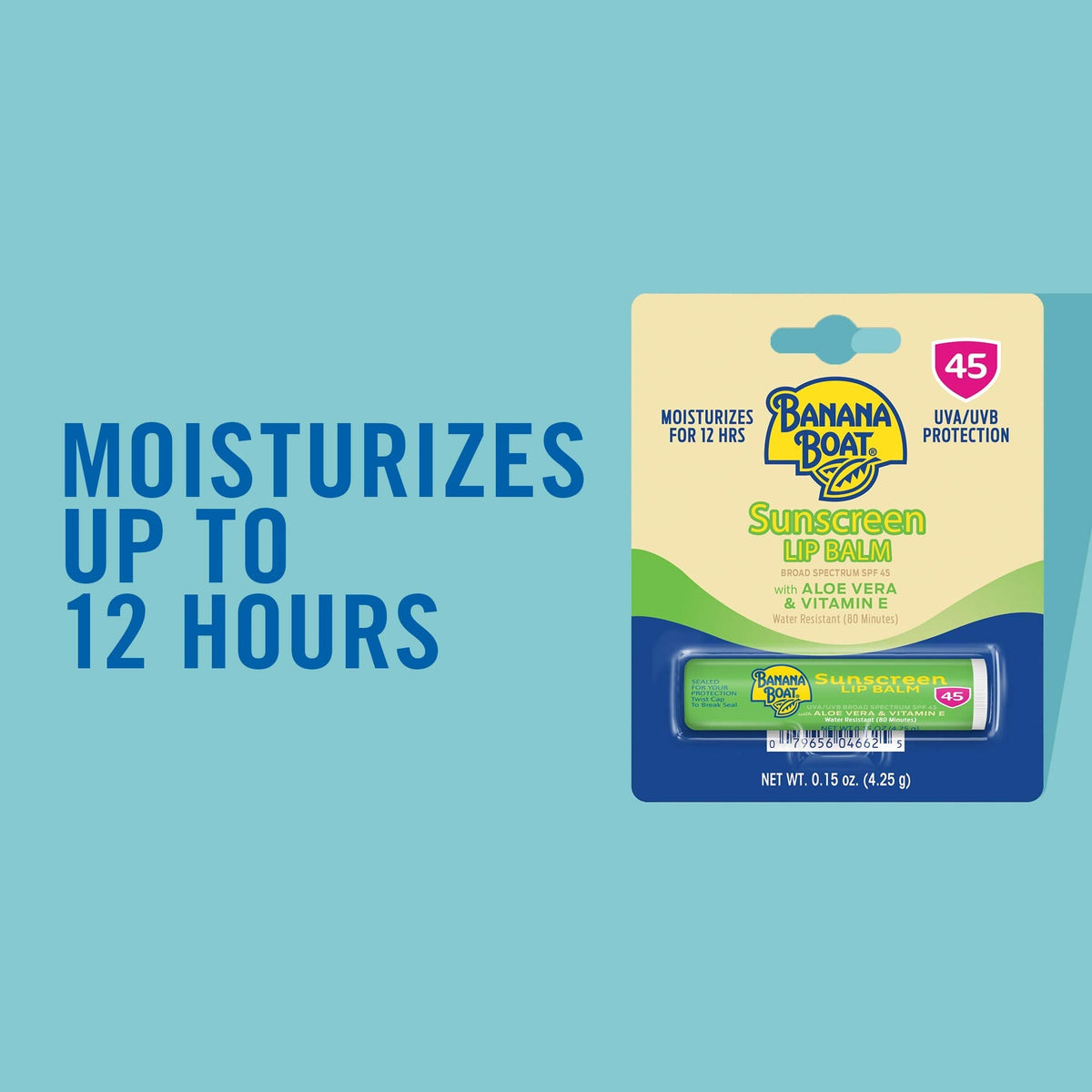 Banana Boat SPF Lip Balm with Aloe Vera & Vitamin E,0.15oz - Beach Essentials,Moisturizing Lip Sunscreen SPF 45