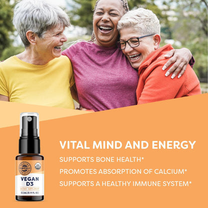 Vimergy Vegan D3 - Benefits Immune Function* - USDA Certified Organic, Vegan, Gluten-Free - 1000IU/Servings, 96 Servings
