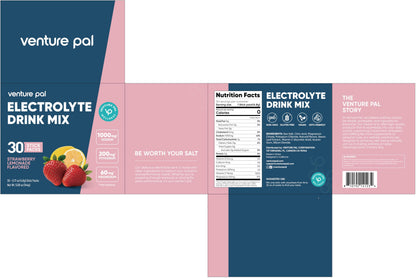 Venture Pal High Sodium Sugar Free Electrolytes Powder Packets, 16 Count - Hydration Packets with Sodium, Magnesium & Potassium, Vitamins, Zero Calories, Vegan, Keto & Paleo Friendly