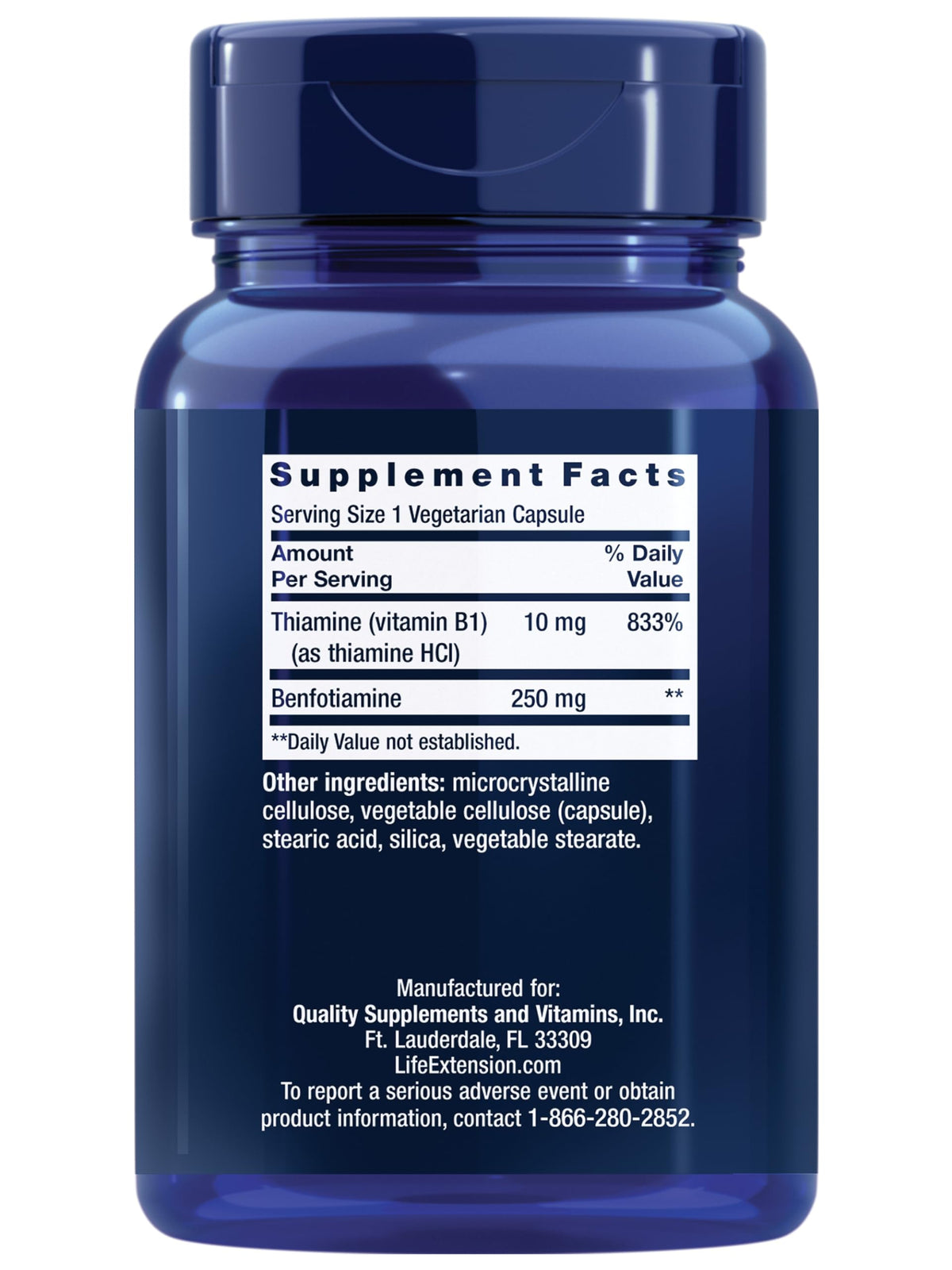 Life Extension Mega Benfotiamine 250 mg, 180 Vegetarian Capsules - 250 mg of benfotiamine and 10 mg of thiamine (vitamin B1) per capsule. Non-GMO, Gluten Free, Vegetarian.