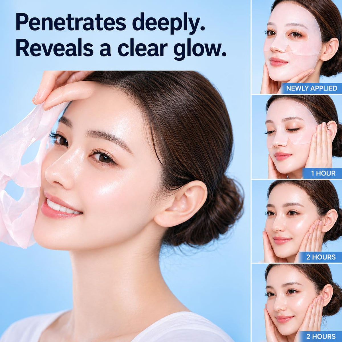 PDRN Hydrogel Face Mask - Collagen Face Mask, 99% Salmon DNA PDRN(34ml X 5) - PDRN, Collagen & Hyaluronic Acid for Intense Hydration, Smooth-Looking Skin - +177% Surface Hydration & −75% Pore Appearance