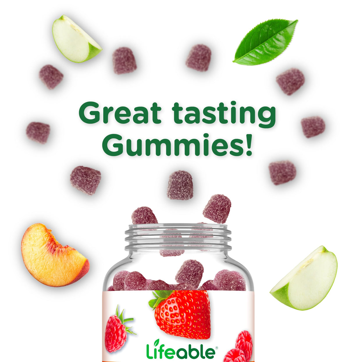 Lifeable Sugar Free Probiotics with Prebiotics Fiber - Great Tasting Natural Flavor Gummy Supplement - Keto Friendly Chewable - for Gut Health and Immune Support