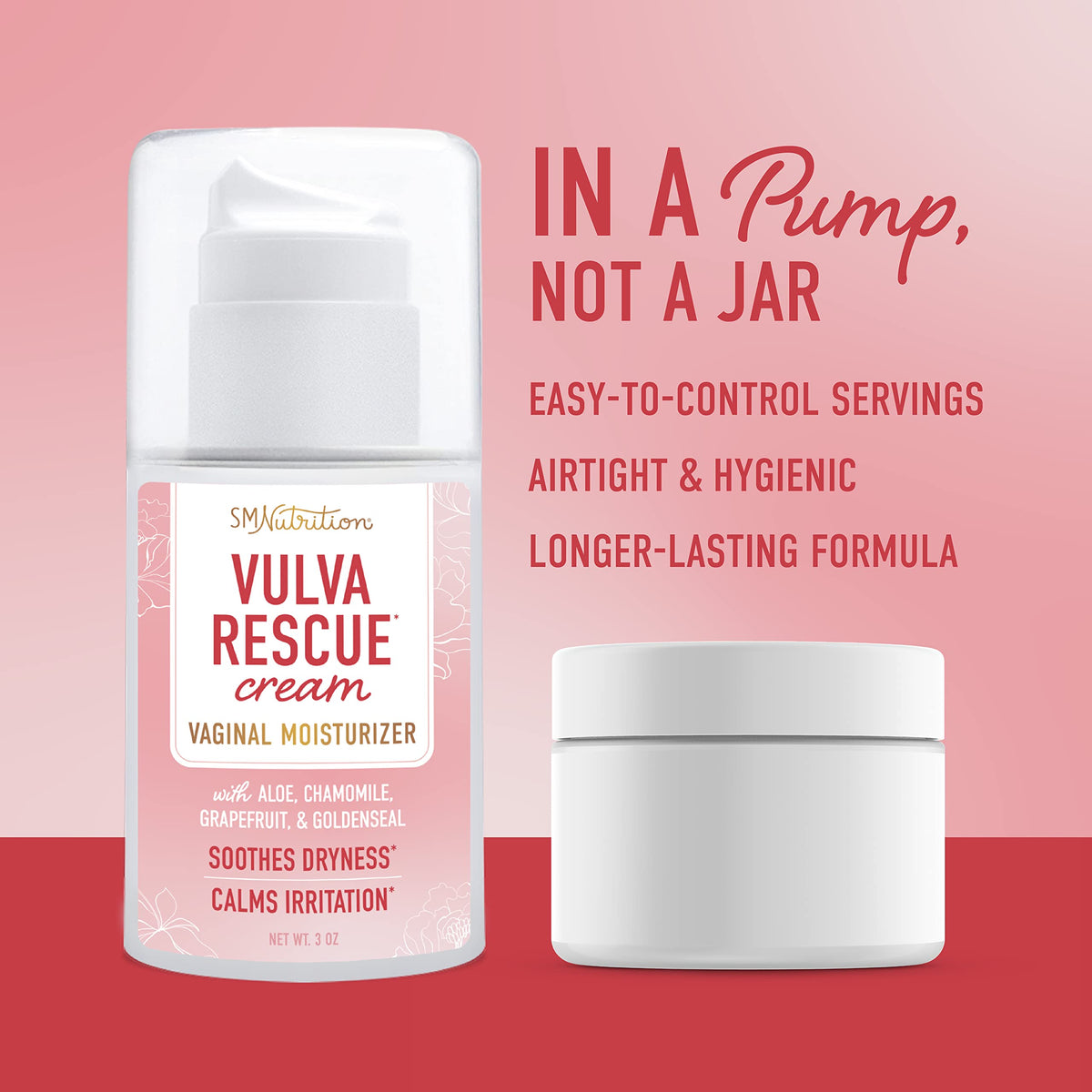 Vulva Rescue Moisturizer Cream - 3oz. PUMP - Soothes Vaginal Itch & Dryness - No Estrogen or Fragrance