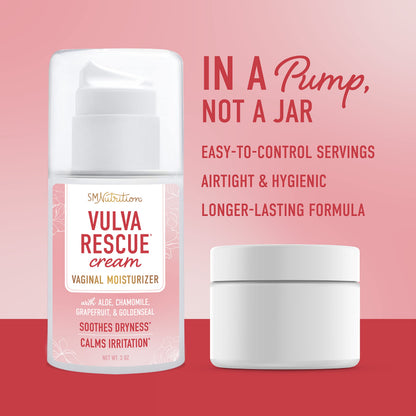 Vulva Rescue Moisturizer Cream - 3oz. PUMP - Soothes Vaginal Itch & Dryness - No Estrogen or Fragrance