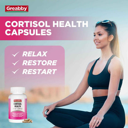 GREABBY Cortisol Supplements for Women, 11-in-1 Formula with Ashwagandha, L-Theanine, Phosphatidylserine and More, Lower Cortisol Health Support, 90 Vegan Capsules