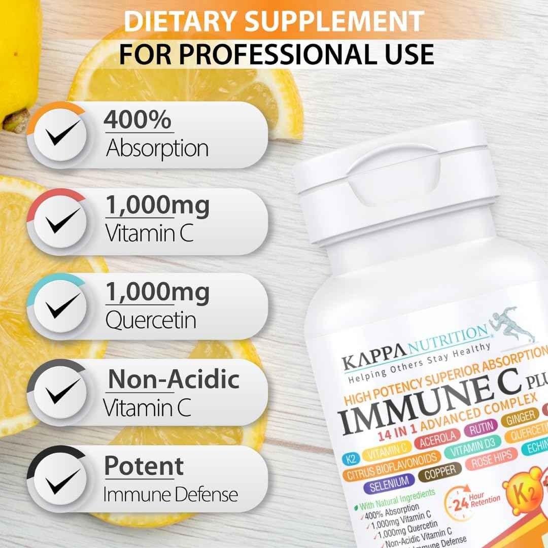 Quercetin 1,000mg, Vitamin C 1,000mg, Zinc 50mg, Vitamin D3 5,000iu, Selenium, Copper, Acerola, Ginger, Rutin, Bitter Orange, Rose Hips, Echinacea, Immune C Plus, 14 in 1 Immune C Plus (90 Count)