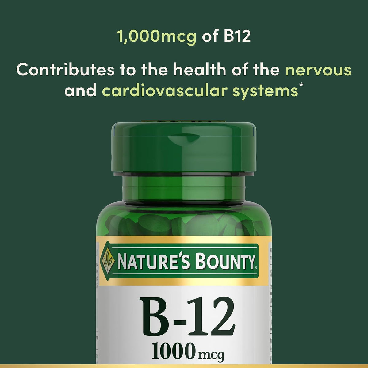 Nature's Bounty Vitamin B12 1000 mcg Caplets – 200 Count