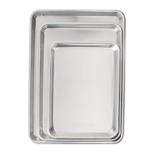 Nordic Ware Naturals 3 Piece Set - USA Made Aluminum Commercial Quality Sheet Pan for Baking or Roasting, Encapsulated Galvanized Steel Rim Prevents Warping; Half Sheet, Jelly Roll and Quarter Sheet Nordic WareBuy Supplements Australia
