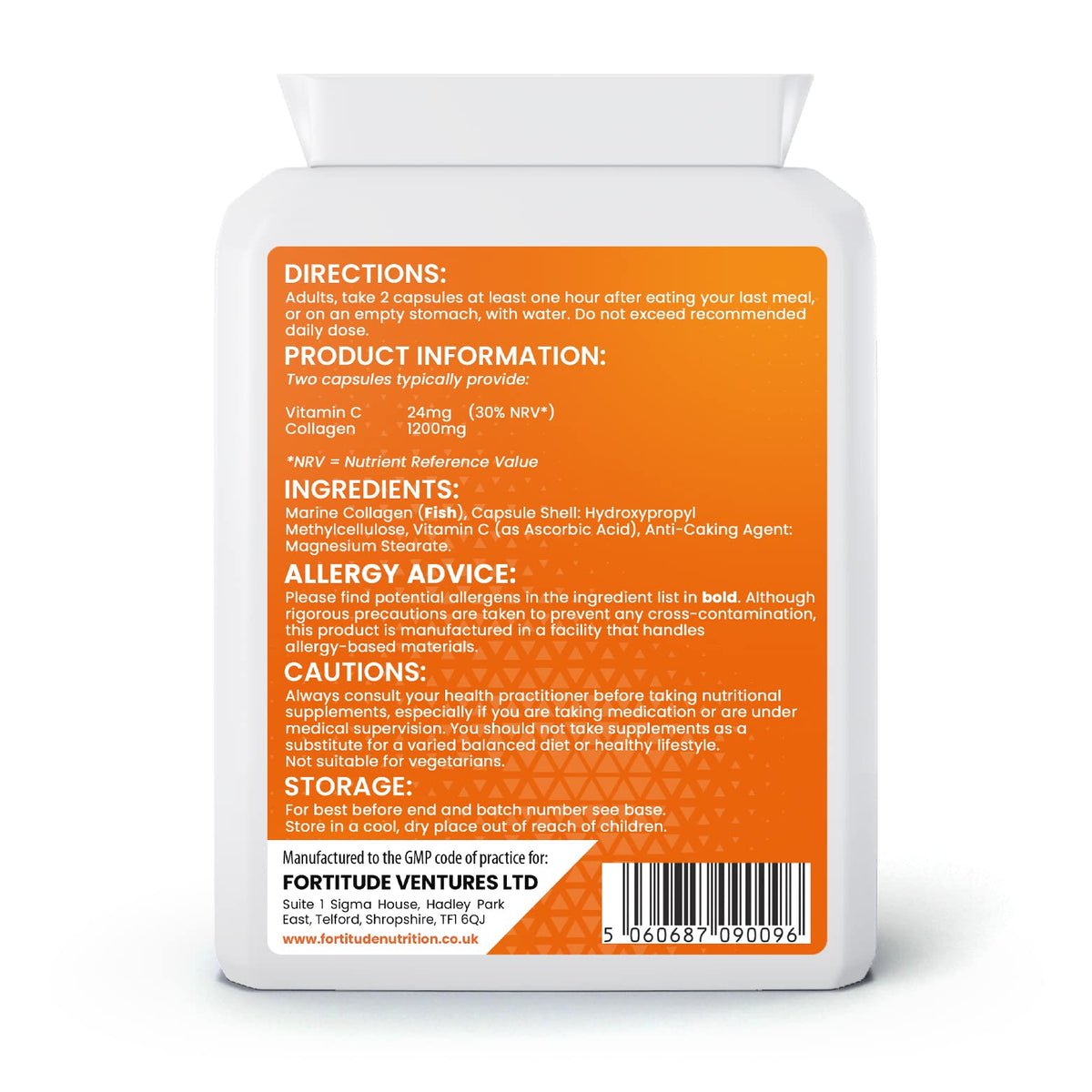 Marine Collagen Capsules - Hydrolyzed Marine Collagen with Vitamin C - High Strength Collagen
