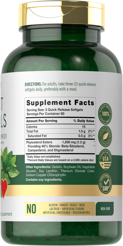 Carlyle Plant Sterols Supplement 1200 mg - 240 Softgels - with Beta Sitosterol - Non-GMO & Gluten Free