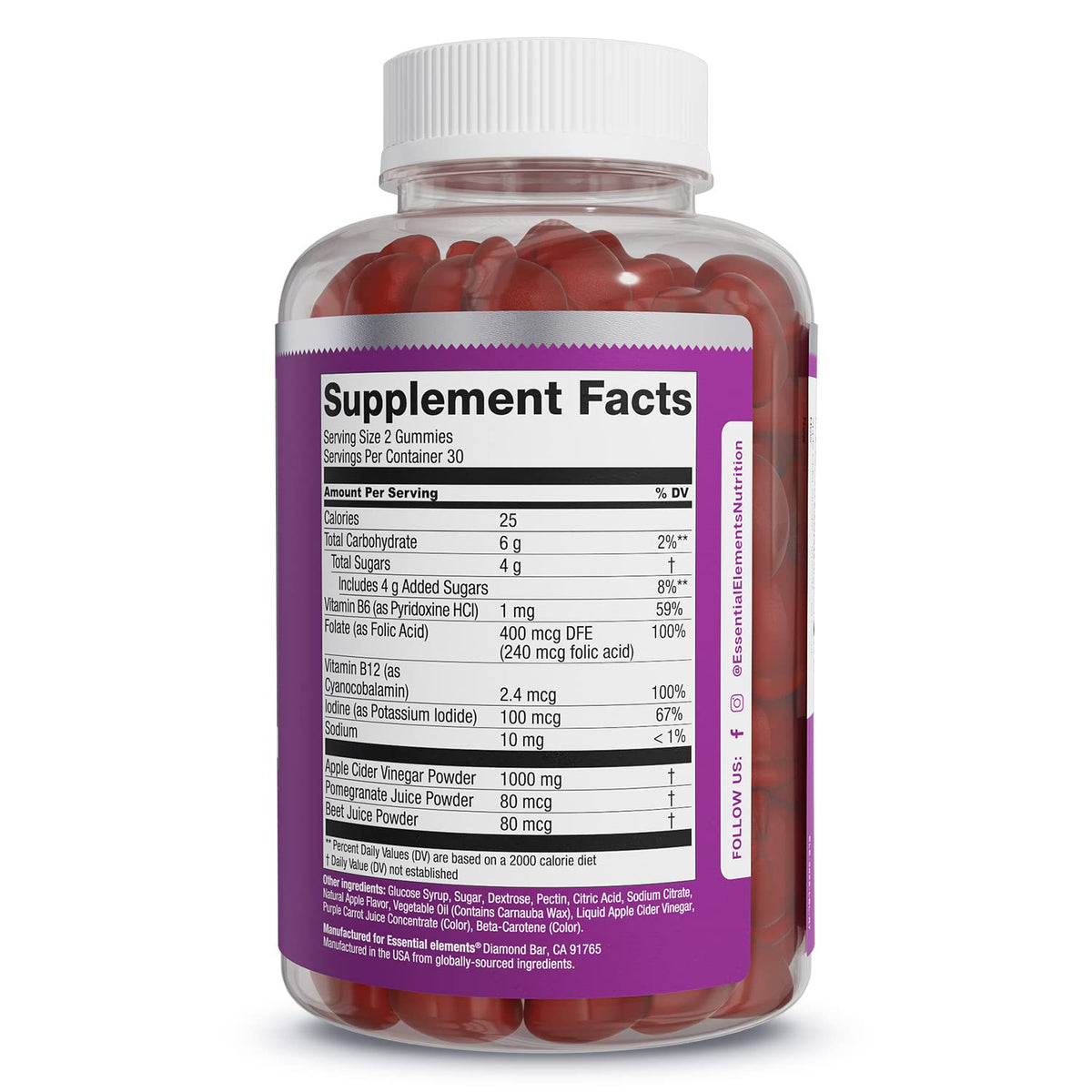 Essential Elements Apple Cider Vinegar Gummies from The Mother - Naturally-Sourced