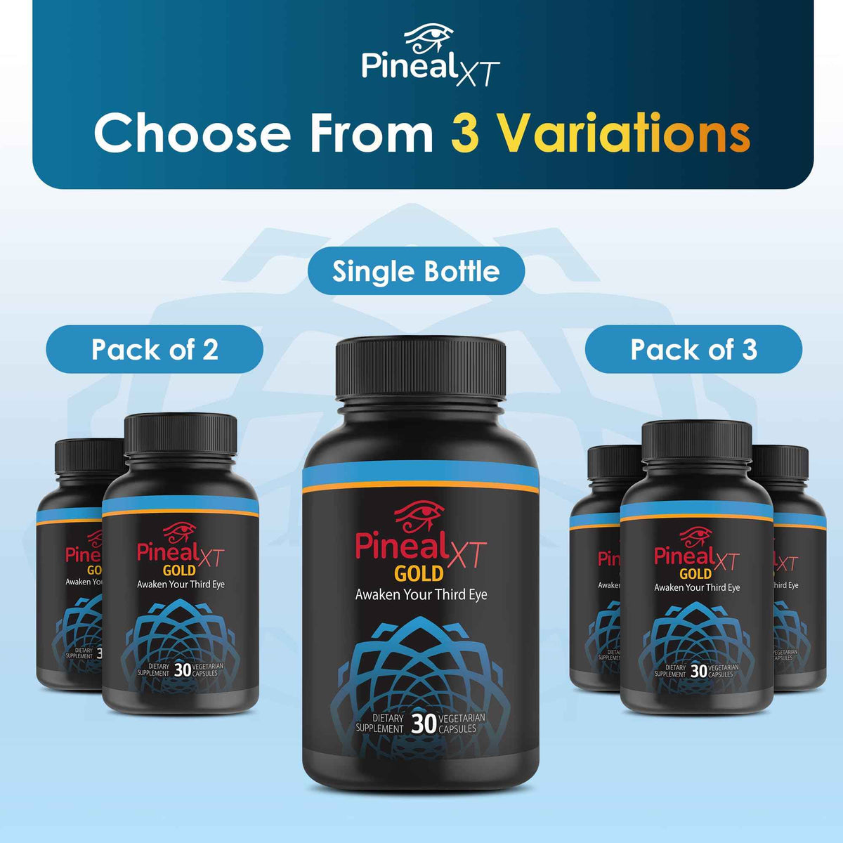 Nutraville Pineal XT Gold - Pineal Gland Supplement - Third Eye Awakening - Focus and Memory Supplement for Brain - 7 Powerful Ingredients Decalcify, Detox, and Activate Your Pineal Gland, 2 Pack