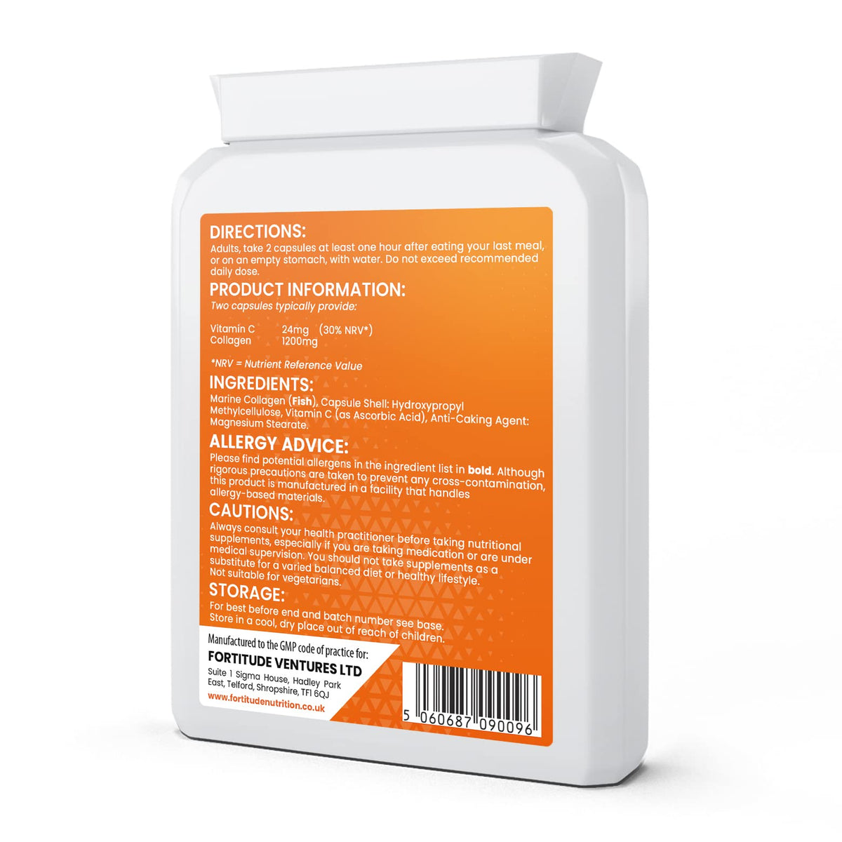 Marine Collagen Capsules - Hydrolyzed Marine Collagen with Vitamin C - High Strength Collagen