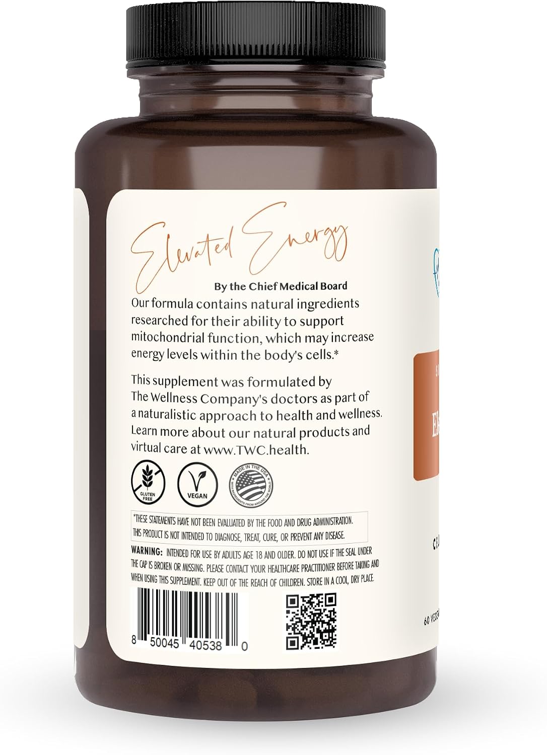 Elevated Energy - Caffeine-Free, Natural Energy Booster, 60ct