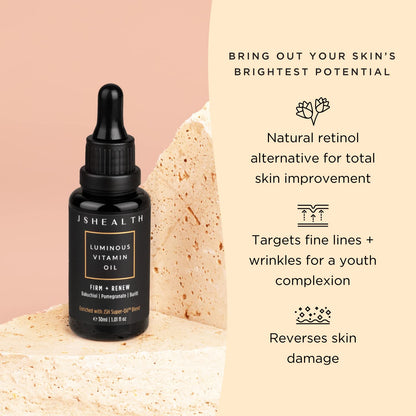 JSHealth Hydrating Face Oil For Women and Men - Facial Oil for Dry Skin with Rose Oil & Vitamin E Oil
