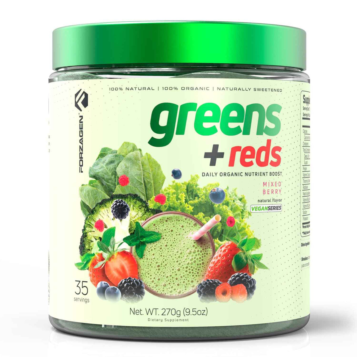 Forzagen Vegan Greens & Reds Superfood Powder - Organic Super Greens Powder - Premium Veggie Powder Supplement - 35 Servings Reds and Greens Superfood Powder