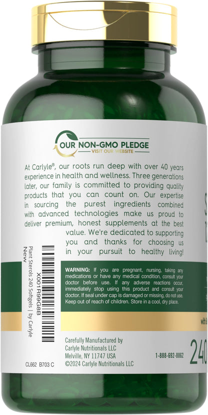 Carlyle Plant Sterols Supplement 1200 mg - 240 Softgels - with Beta Sitosterol - Non-GMO & Gluten Free