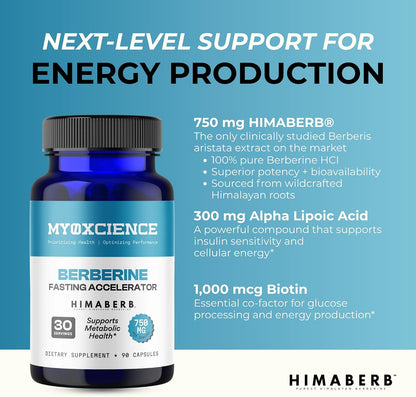 MYOXCIENCE Berberine Fasting Accelerator - Himaberb Berberine HCL with ALA (Alpha Lipoic Acid) and Biotin (90 Capsules)