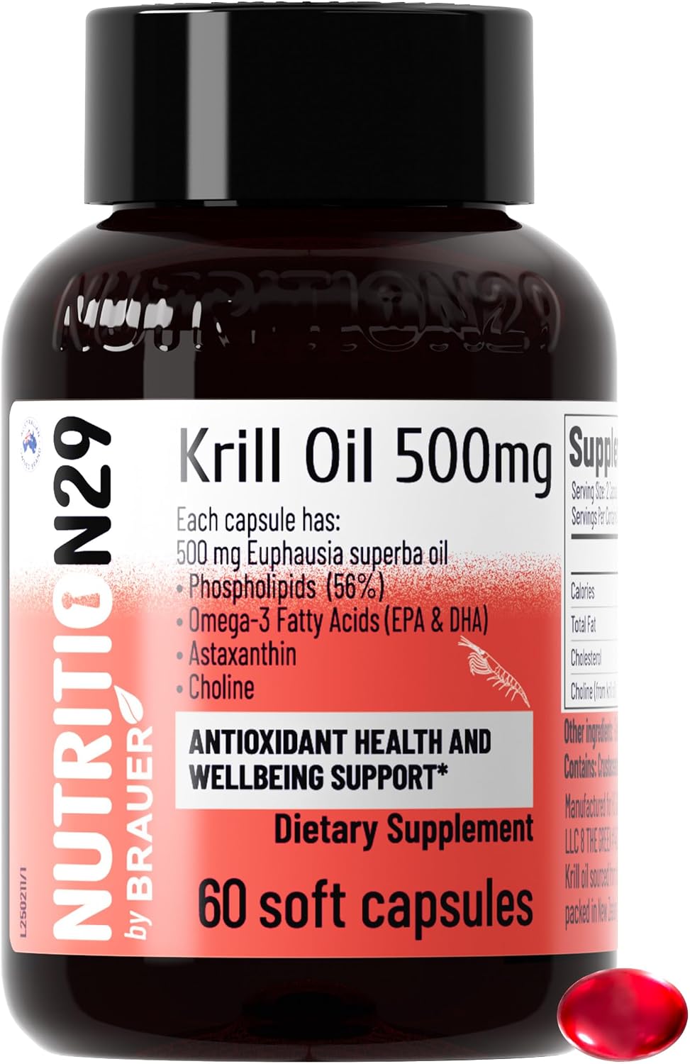 N29 Antarctic Krill Oil 500mg,60 softgels,Omega 3 Supplements with EPA,DHA - Astaxanthin,Phospholipid for Heart Brain Joint Skin Support,No Fishy Burps,Non-GMO, Gluten-Free