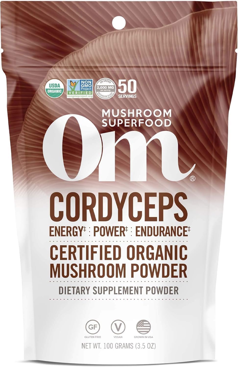 OM MUSHROOM SUPERFOOD Cordyceps Organic Mushroom Powder, 3.5 Ounce, 50 Servings, Energy, Power, Stamina and Endurance Support, Superfood Supplement for Sports Performance