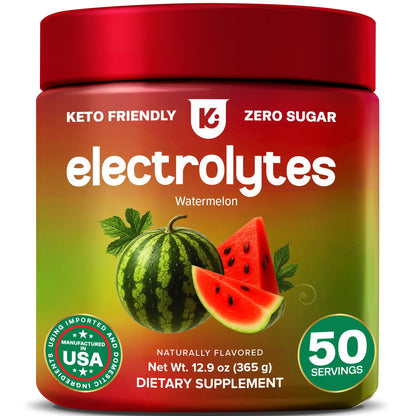 Keppi Electrolytes Powder - Watermelon Flavor - 50 Servings - Electrolytes Powder No Sugar for Hydration - Keto & Fasting Friendly Electrolyte Drink w/Magnesium