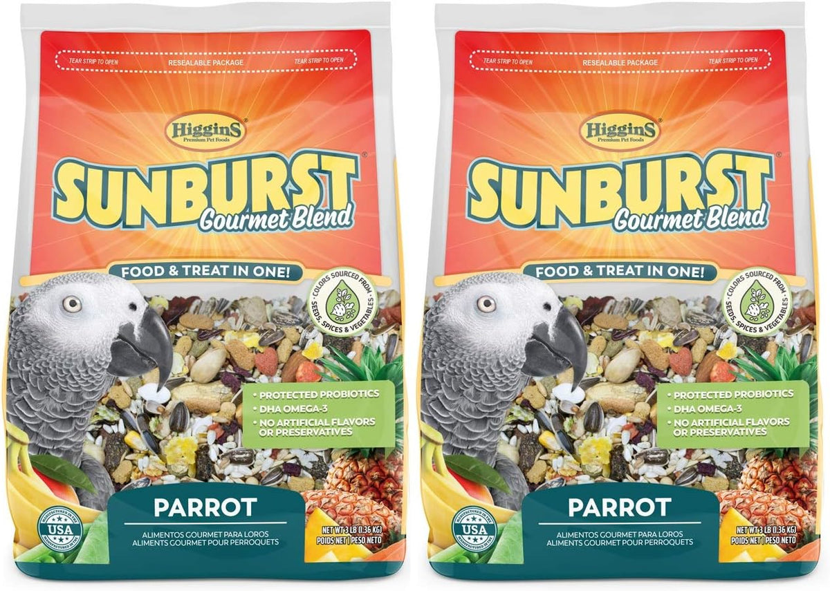 Higgins Sunburst Gourmet Blend Parrot Food 3 lbs - Pack of 2