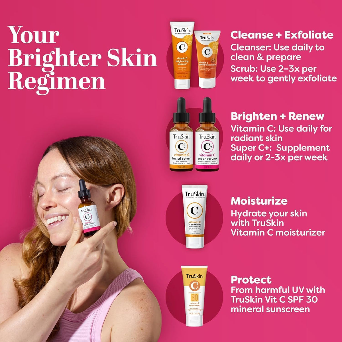 TruSkin Vitamin C Super Serum & Moisturizer Duo, 1 fl oz & 2 fl oz - Two-step Vitamin C routine to brighten, hydrate and support smoother, firmer-looking skin