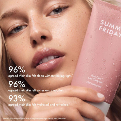 Summer Fridays Pink Dew Gel Facial Cleanser - pH-Balanced Foaming Gel Face Wash for Oily, Blemish-Prone + Sensitive Skin - Refreshing + Hydrating Gentle Face Cleanser for Soft, Radiant Skin(1.7 fl oz)
