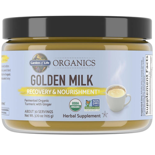 Garden of Life Organics Golden Milk Recovery & Nourishment Powder - 44mg Turmeric Curcumin (95% Curcuminoids), Ashwagandha - Organic Non-GMO Vegan & Gluten