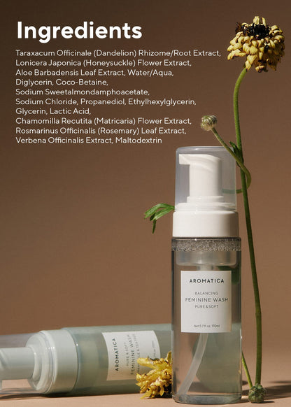 AROMATICA Pure and Soft Feminine Foaming Wash - Vegan, pH-Balanced, Natural Ingredients