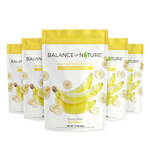 Balance of Nature Freeze-Dried Bananas (5 Pack) - 100% Real Fruit, Crunchy Banana Slices, Healthy Snack, Mouthwatering Nutrition, Gluten-Free, Vegan, No Sugar Added, Five 1.6 oz Bags
