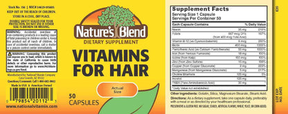 Nature's Blend Vitamins For Hair Capsules 50 Ct