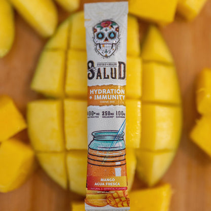 Salud 2-in-1 Hydration Packets + Immunity Electrolytes Powder, Mango - Agua Fresca Drink Mix, Elderberry, Dairy & Soy Free, Non-GMO, Gluten Free