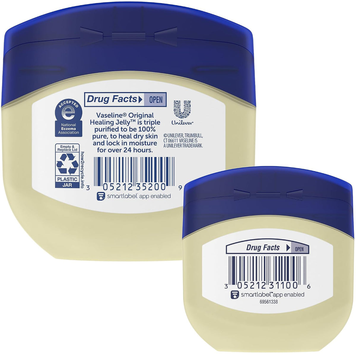 Vaseline Original Petroleum Jelly Variety Pack, 2 Sizes (7.5 Oz & 1.75 Oz) - Hypoallergenic Skin Protectant, Unscented Healing Ointment for Beauty & Personal Care