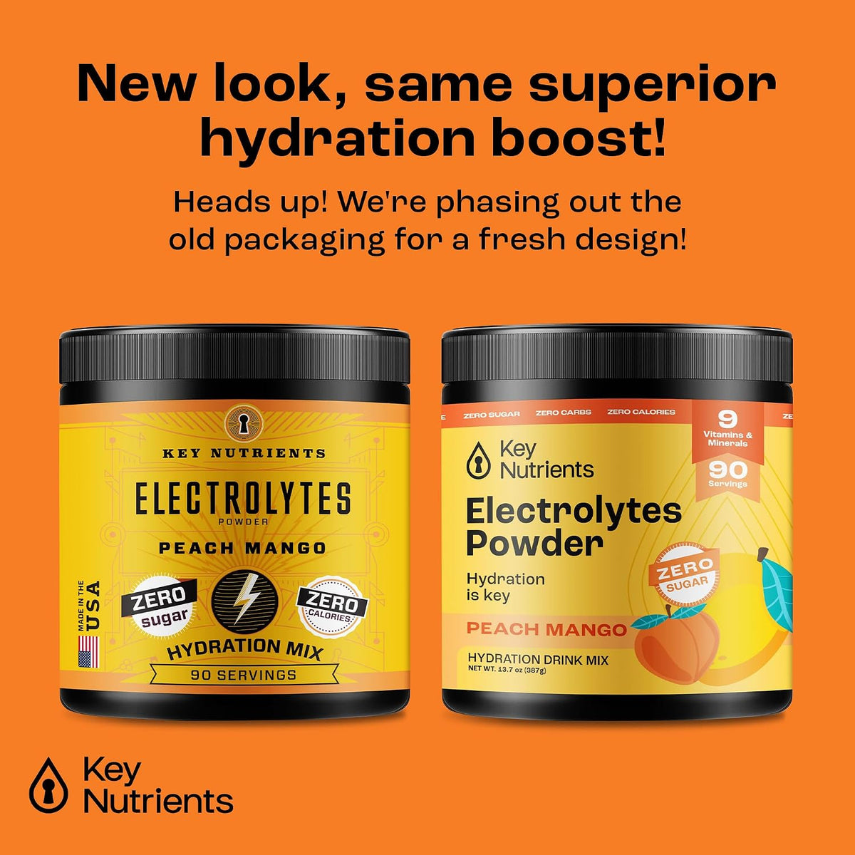 KEY NUTRIENTS Hydration & Energy Electrolyte Bundle - Electrolyte Tablets & Tropical Peach Mango Multivitamin Powder, Sugar-Free