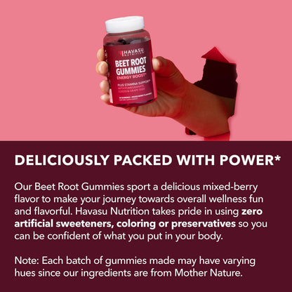 Beet Root Gummies with COQ10 and Grape Seed, Mixed Berry, 30 Servings - Nitric Oxide Supplement with Beetroot, Grape Seed Extract and COQ10 for Performance and Recovery, Vegan, Non-GMO, Gluten-Free
