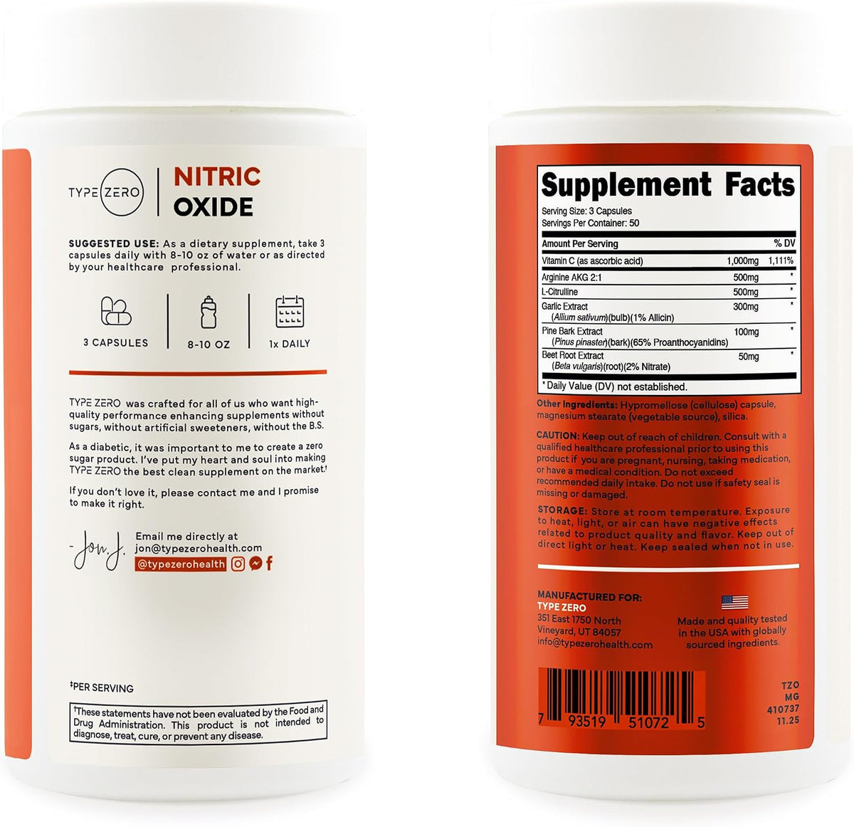 Type Zero Nitric Oxide 6X Booster, 150 Veggie Capsules, Natural Supplement - Beetroot, Arginine AKG, Citrulline, Pine Bark, Garlic & Vitamin C, Nitrous Oxide